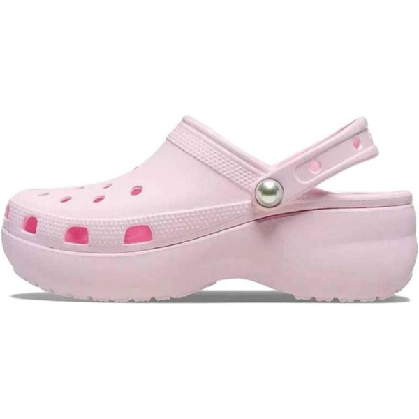 Zueco De Plataforma CláSico Para Mujer Crocs Perla Plataforma Rosa Leche Comodidad Slip-On 211231-6ZW 34-35 White-image