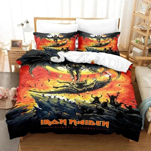 ColeccióN De Ropa De Cama Iron Heavy Metal Maidens Funda NóRdica ColeccióN De Cama Funda De Colcha Funda De Almohada EdredóN TamañO King Queen Ropa De Cama Para NiñOs Adultos ColeccióN 140X210Cm 2Pcs-image