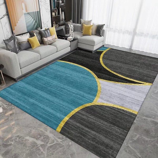 Geometryczny Dywan Nordycki MięKki AntypośLizgowy Dywanik PodłOgowy Do Salonu Sypialni Nowoczesna Dekoracja Domu Dywanik Pod Sofę Stolik Kawowy 60*90Cm Black-image