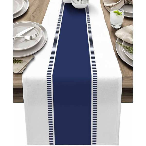 Estilo Moderno Simple Camino De Mesa De Lino Bufanda Para Tocador DecoracióN De Mesa Estilo RúStico Rayas GeoméTricas Caminos De Mesa DecoracióN Para Fiesta NavideñA 150X33Cm White-image