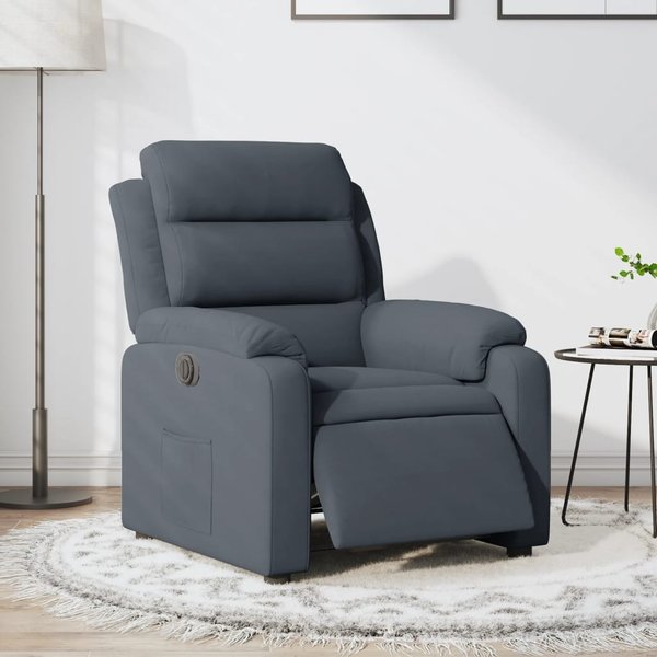 Vidaxl SillóN EléCtrico Reclinable, Gris Oscuro, Tapizado En Terciopelo-image