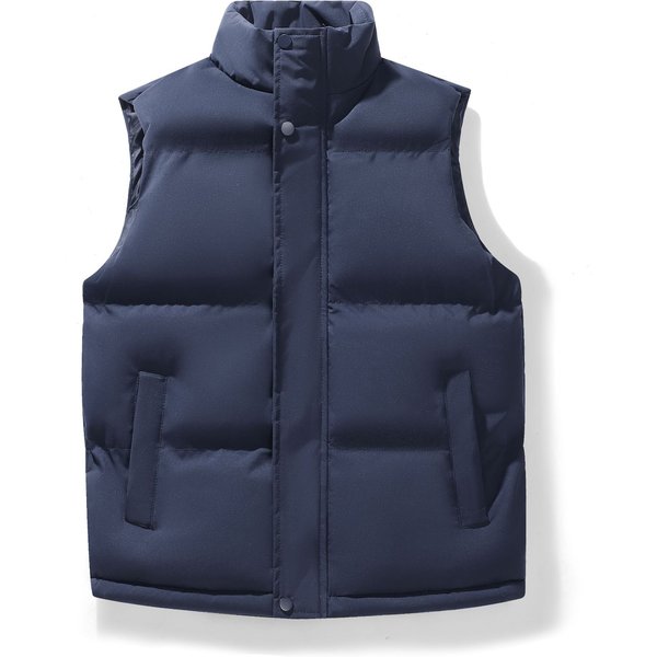 Chaleco Hombre OtoñO E Invierno Tendencia Cuello Alto Chaleco TéRmico Color SóLido Simple Deportivo Casual Chaqueta 5XL Black-image