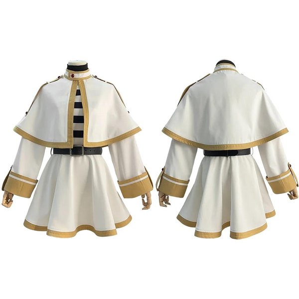 Frieren Poza KońCem PodróżY Anime Frieren Kostium Cosplay Szal PłAszcz Sukienka Peruka Szara Kucyk Siatka RóżOwa BożE Narodzenie M White-image