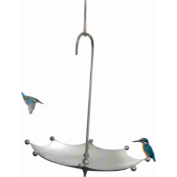 Comedero Para PáJaros En Forma De Paraguas Exterior Retro Oxidado Comedero Para PáJaros BañO Para PáJaros Bandeja Comedero Colgante Para Gray-image