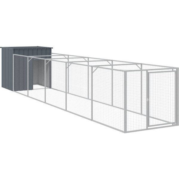 Caseta Para Perros Con Recinto Antracita 110 X 609 X 110 Cm Acero Galvanizado-image