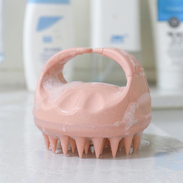 Cepillo Masajeador Exfoliante Para El Cuero Cabelludo Cepillo Para Champú Masajeador Del Cuero Cabelludo Para El Crecimiento Del Cabello Masajea El Cuero Cabelludo Color Rosa-image