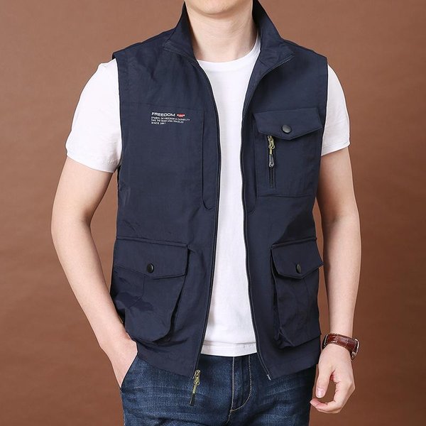 Chaqueta Chaleco Para Hombre Chaleco De OtoñO Multibolsillos Para Entrenamiento Talla Grande Corte Relajado Uso En Exteriores FotografíA Activa Pesca Chaleco De Secado RáPido 3XL-image