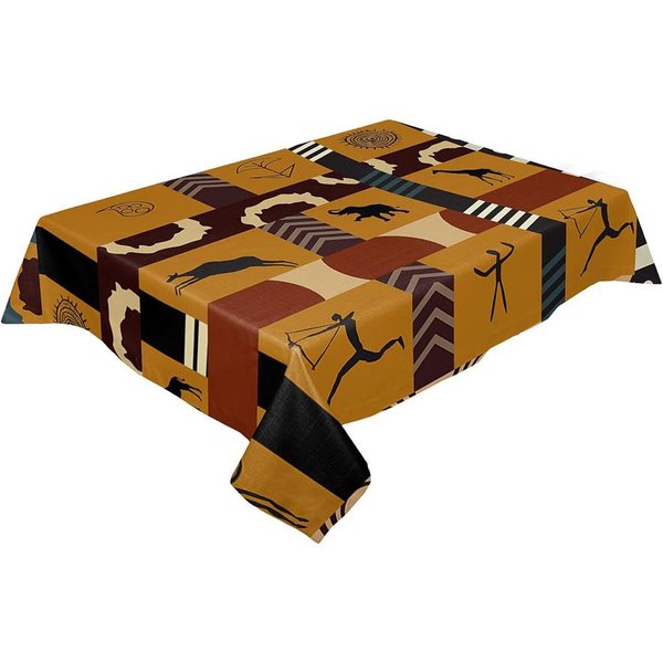 Mantel Rectangular Con Estampado De Tribu Africana Decoraciones Para Fiestas NavideñAs Mantel Reutilizable Impermeable DecoracióN Para Mesa De Cocina Y Comedor 100X160Cm-image