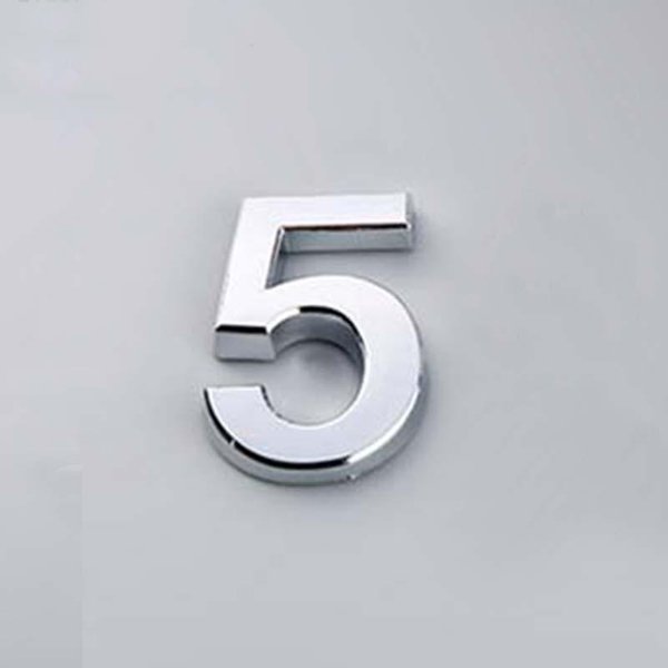 5CM 0-9 Znak Numer Tablicy Cyfry Naklejka Adres Drzwi Hotel House Nowoczesny Numer Silver/5-image