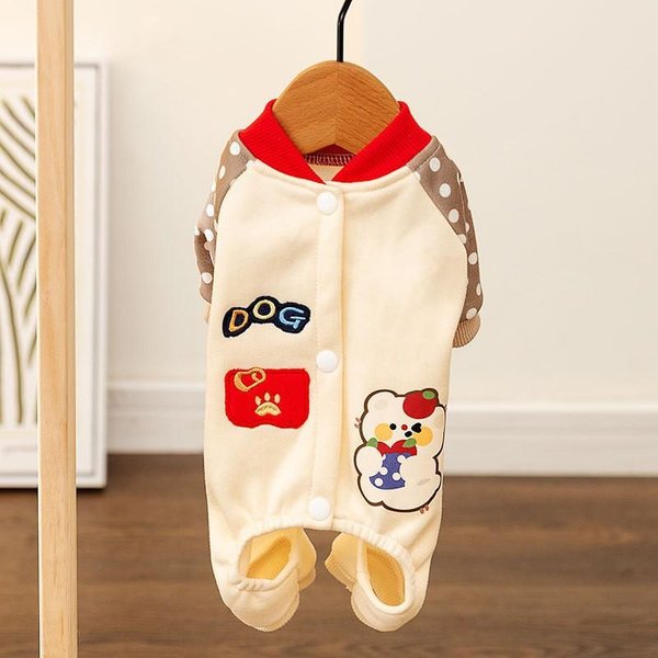 JapóN Y Corea Del Sur Estilo Simple OtoñO E Invierno Perro CáRdigan Acolchado De AlgodóN Grueso Abrigo Acolchado De AlgodóN De Cuatro Patas Gato CáLido Teddy Ropa Para Mascotas L-image