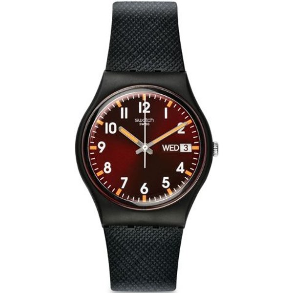 Swatch Originals Series Movimiento De Cuarzo Reloj De Moda Tendencia Relojes Unisex Rojo GB753 Black Red Black-image