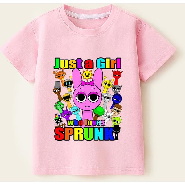 Camisetas Sprunki Para NiñO NiñA Juego Incredibox Camiseta Infantil Estampado De Dibujos Animados Verano Casual Manga Corta Ropa De Bebé Camiseta NiñO Tops 120 Pink-image