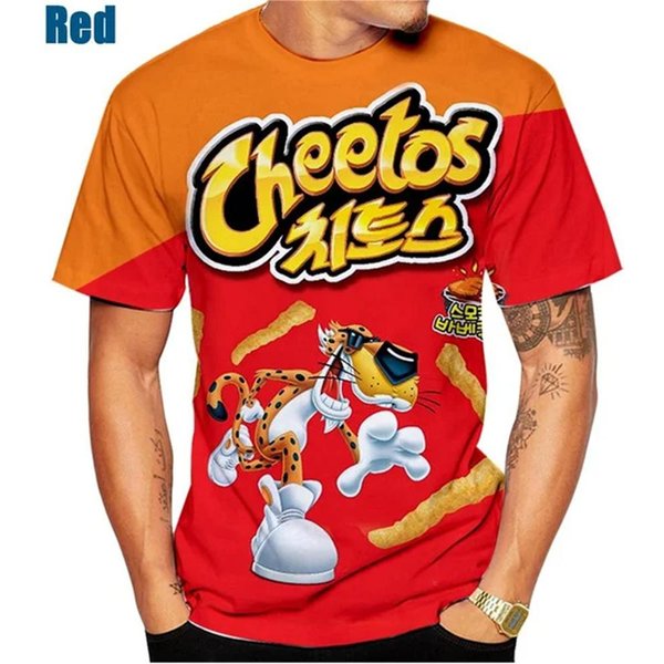 Letnia Koszulka MęSka 3D Drukowana Koszulka Z Nadrukiem Jedzenia Cheetos Modna Codzienna Z KróTkim RęKawem Odzież Sportowa OddychająCa Odzież MęSka 4XL-image