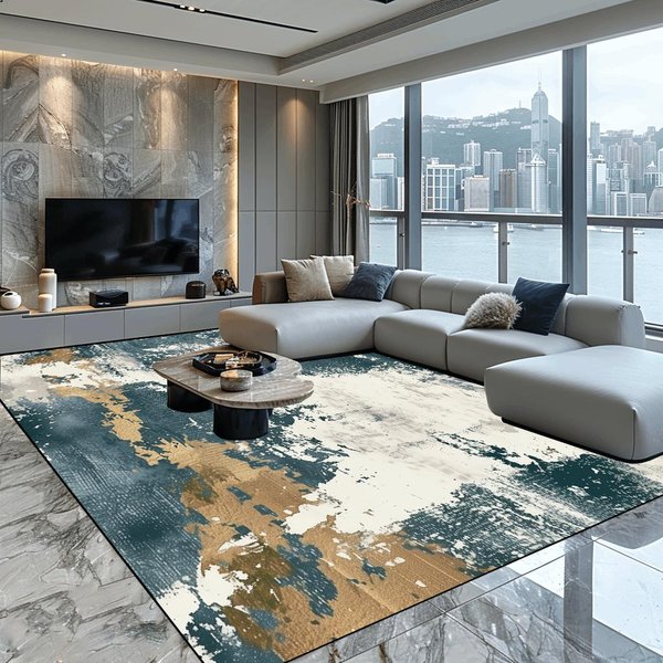 Alfombra Grande Decorativa Abstracta Moderna Para Sala De Estar Alfombra Para El Hogar Alfombras Suaves De Franela Para Dormitorio Alfombrillas Antideslizantes Para El Suelo Al Lado Del Sofá 60*90Cm-image