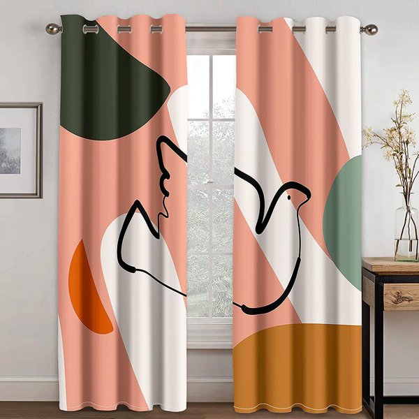 Geometryczna Abstrakcyjna Sztuka Antyczna Morandi ZasłOny Okienne ŻAluzje Do Salonu Sypialni Kuchni Biura ŻAluzje Drzwiowe Okna 2 Szt 100W130H(Cm)40X51In&Grommet Top Brown-image