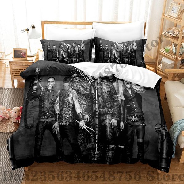 Komplet PośCieli Rammstein Pojedynczy Twin PełNy Queen King Rozmiar Komplet PośCieli Na łóżKo DorosłY Dziecko Sypialnia Zestawy Poszewek Na KołDrę 3D Anime Komplet PośCieli AU Single(140*210Cm)3Pcs-image