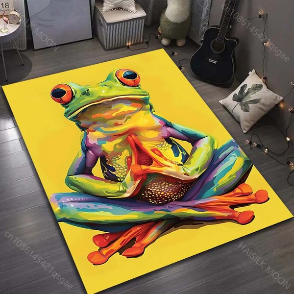 Alfombra Decorativa Con Estampado De MeditacióN De Hongo Y Rana Para Sala De Estar Dormitorio Sofá Felpudo Alfombras De ÁRea Alfombrilla Antideslizante Para Suelo TamañO Grande 40X60Cm (16X24In)-image