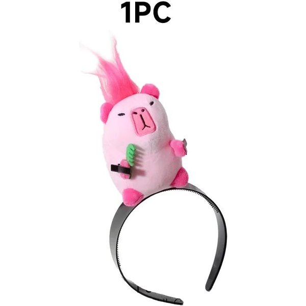 Diadema Con Forma De Carpincho Para Mujer, Divertida Diadema De Felpa Con Dibujos Animados, Accesorios Para El Cabello Pink-image