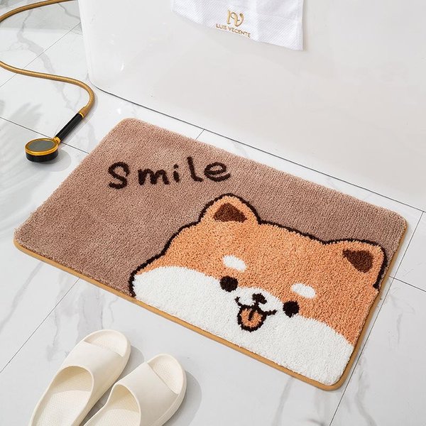 Felpudo Para El Hogar Flocado Dibujos Animados BañO Inodoro Antideslizante Entrada Dormitorio Alfombra Felpudo 45*65 Beige-image