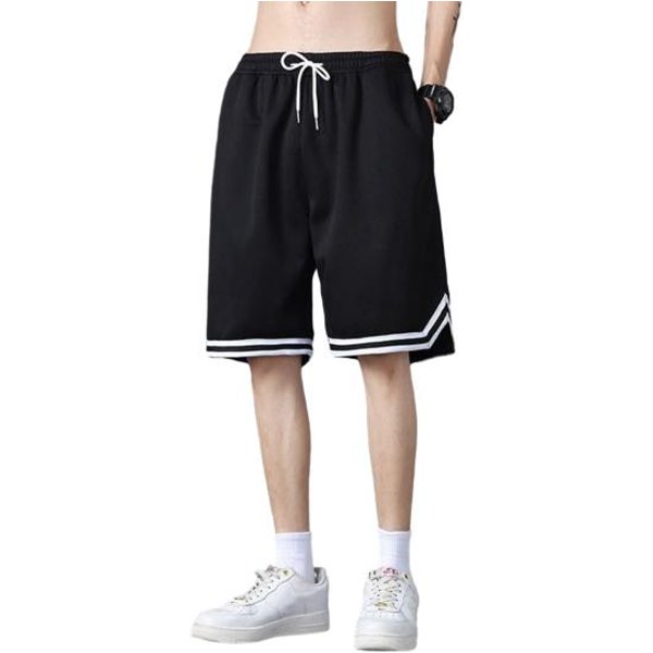 Pantalones Cortos De Verano Para Hombre Cintura EláStica CordóN Ajustable Pantalones Cortos Deportivos Con Bolsillos Color SóLido 2XL Negro-image