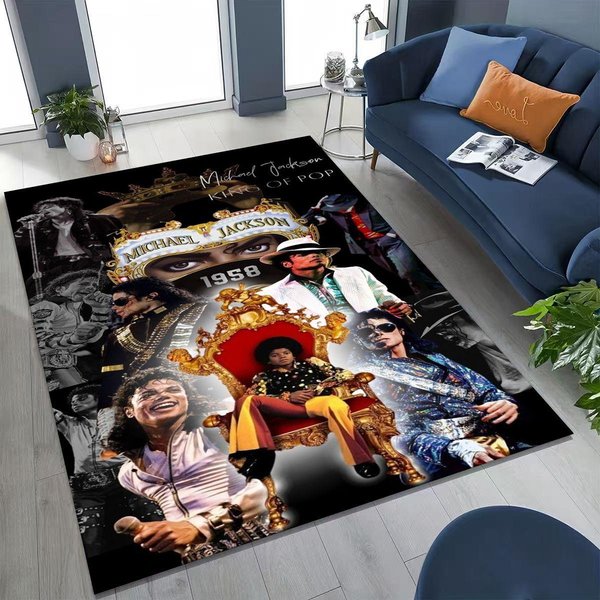 Modny Dywan Artystyczny MJ Michael Jackson KróL Popu Do Sypialni Salonu Kanapy Domu Mata WejśCiowa Dekoracja, DużA AntypośLizgowa Mata PodłOgowa Dla Dzieci 100X150Cm( 39X59In)-image