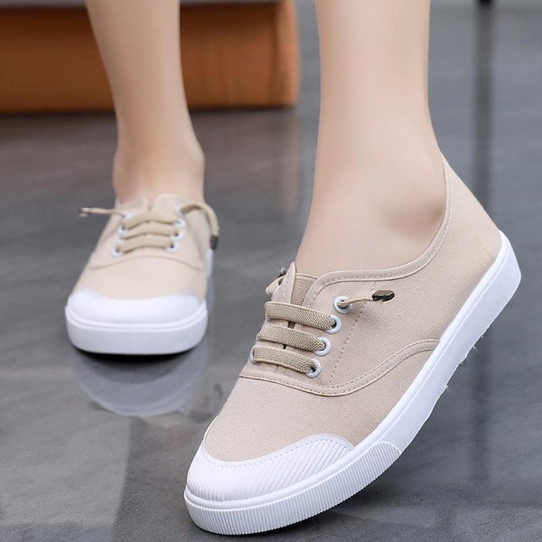 Wiosenne Nowe Brezentowe Buty Damskie Sto MeczóW MałE BiałE Buty Studenckie PłAskie Buty Rekreacyjne 40 Gray-image