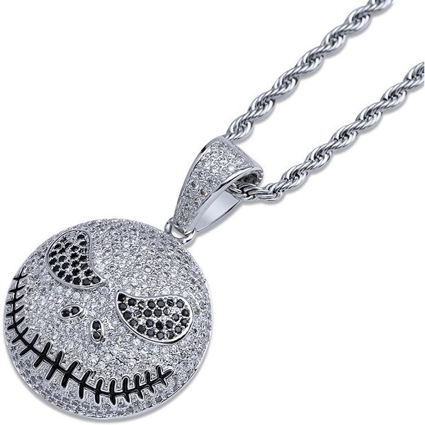 Colgante De Dibujos Animados De Jack Esqueleto Tendencia Hip Hop Europeo Y Americano IncrustacióN De Micro Circonita Accesorios Para Collares Gray-image