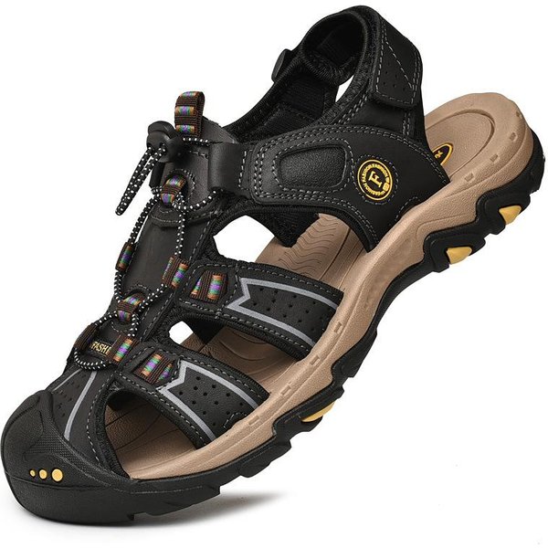 Sandalias De Verano De Talla Grande Para Hombre, Zapatos De Cuero Genuino, Zapatos Casuales Para Exteriores, Zapatos De Playa De Suela Suave Y Modernos Que Combinan Con Todo. 46-image