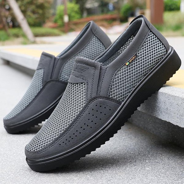 Zapatillas De Verano Para Hombre, Zapatos Casuales De Moda Para Caminar, Mocasines Transpirables Para Hombre, Zapatos Casuales Para Hombre 42 Gris-image