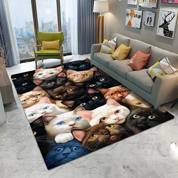 Uroczy Kot Kociak Dywanik AntypośLizgowy Dywanik Do Salonu Kanapy Sypialni Gabinetu Kuchni Mata WejśCiowa Kawaii WystróJ Domu 40X60Cm Black-image