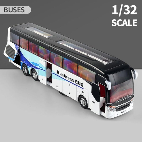 Luksusowy Elektryczny Autobus Biznesowy Na Lotnisko Model Samochodu Ze Stopu Diecast Symulacja Metalowa Zabawka Model Autobusu Turystycznego Miasta DźWięK I ŚWiatłO Prezenty Dla Dzieci-image