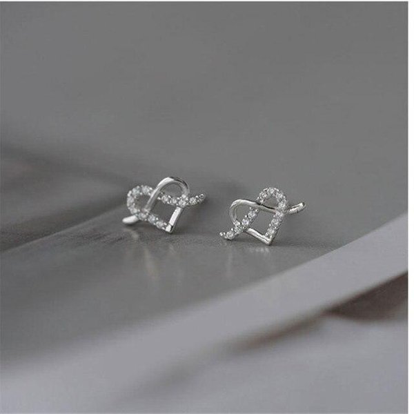Pendientes De Plata De Ley 925 Con Circonita En Forma De Cruz CorazóN Para Mujeres NiñAs Elegantes Novia Nueva Moda JoyeríA Plata-image