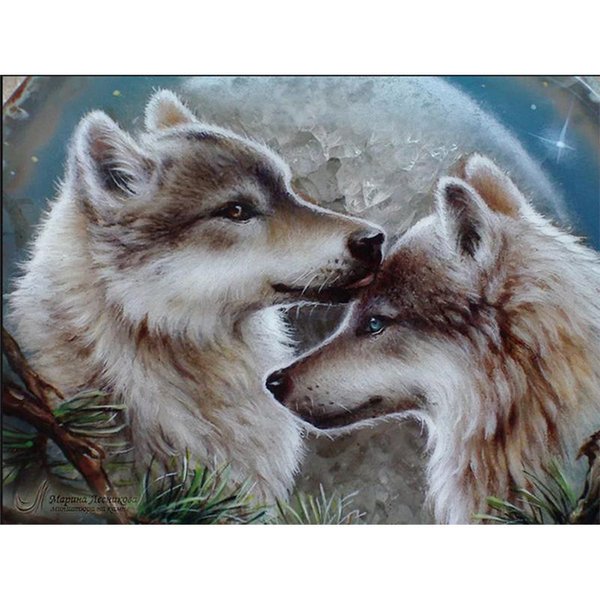 Imagen De Pintura De Diamante De Lobo De Diamantes De ImitacióN 5D DIY Bordado De Diamantes Mosaico Animal DecoracióN Del Hogar 20X30CM-image