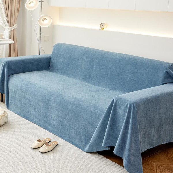 Funda De Sofá Universal De Chenilla Para Cuatro Estaciones Color SóLido Todo Incluido Toalla De Sofá Antipolvo Tipo De Una Pieza Funda Para Sofá De Sala De Estar 180X130Cm1Pcs-image