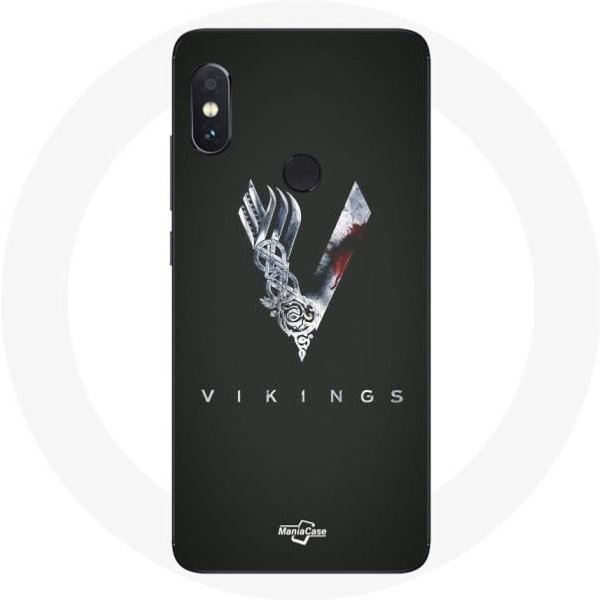 Funda Para Xiaomi Redmi Note 5 Pro Vikingos Serie Temporada 6 Logo V Espada Gris Fondo Negro-image