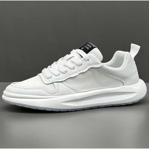 Nuevos Zapatos Blancos De Primavera Para Hombre Zapatos Casuales De Moda CañA Baja Suela Gruesa Zapatillas Que Aumentan La Altura VersáTiles 44 White-image