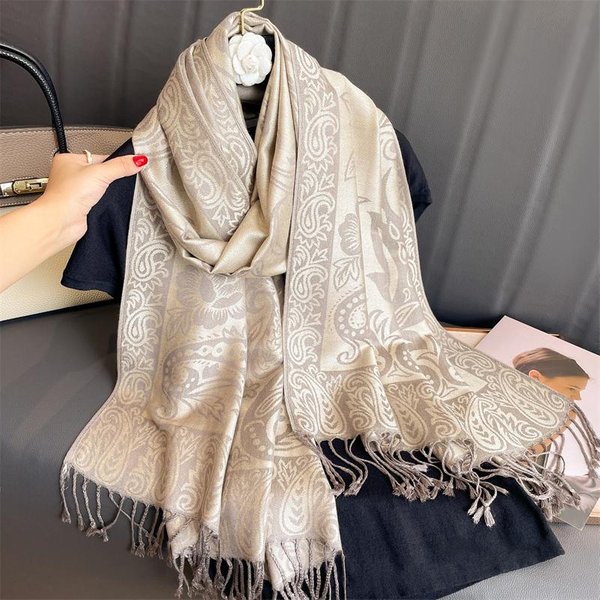 Pashmina De Cachemir De Lujo Para OtoñO, Chal, Chal Para Mujer, Bufandas CáLidas De Invierno, Estampado De DiseñO, Foulard Para Mujer, Chales De AlgodóN, Bufanda Black-image