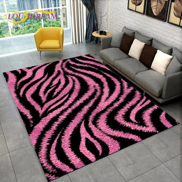 Kolorowy Dywan W Paski Zebry 3D Mata PodłOgowa AntypośLizgowa Do Salonu Sypialni Sofy Biura Dekoracja Dla Dzieci 50X80Cm20X32In Gray-image