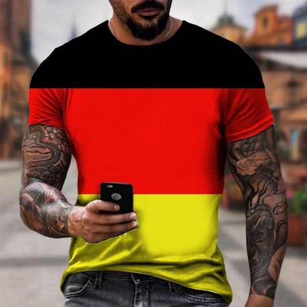 Summer 3D Digital Printed Men's Casual Loose Short Sleeved T-Shirt M Red-image
