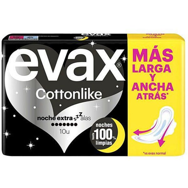 Compresas Compresas De Noche Extra-Alas Evax Cottonlike 10 Unidades-image