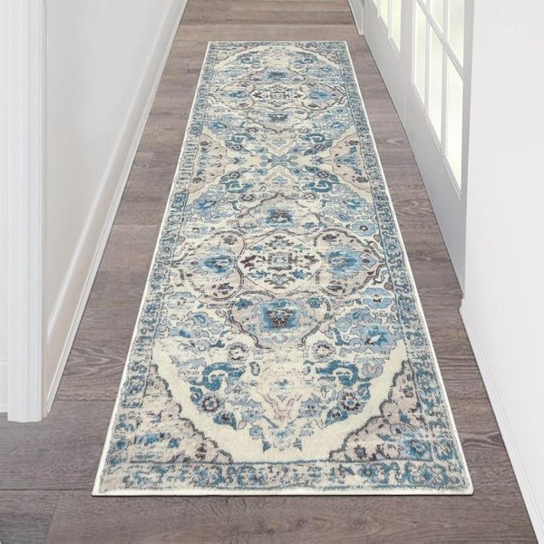 Vintage Orientalny Medalion Dywanik Biegacz AntypośLizgowy Odporny Na Plamy Dywan Do Kory WejśCia Domu WystróJ PodłOgi WewnęTrznej 40X60Cm 16X24Inch Gray-image