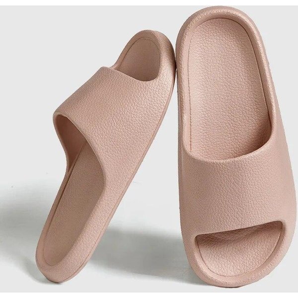 Modne Damskie Kapcie Letnie PłAskie Lekkie EVA Domowe Kapcie ŁAzienkowe Wygodne MasująCe Pary Kryte Klapki Buty Pod Prysznic 38-39 Beige-image