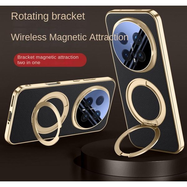 Obrotowy Metalowy Magnetyczny Uchwyt Stojak OsłOna Na Obiektyw Etui Dla Honor Magic 8 Pro Magic8 Cienkie SkóRzane Pokrowiec Honor Magic8-image
