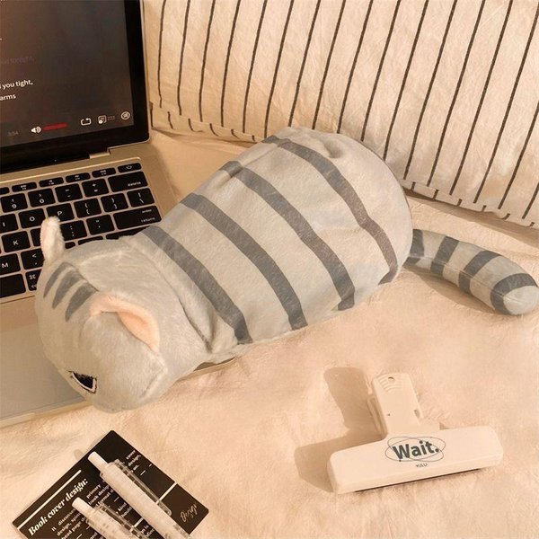 Linda Estuche De Peluche Gato Dibujos Animados Animal MuñEco Bolsa Para BolíGrafos Gran Capacidad Bolsa De Almacenamiento Para Material Escolar NiñAs-image