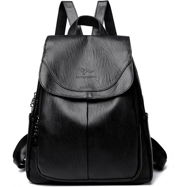 Nueva VersióN De Mochila De Cuero Suave Para Mujer Para El Nuevo Estilo De Mujer Mochila De Cuero Puro Suave Gran Capacidad Mochila Escolar Para Estudiante Bolso De Mujer Gray-image