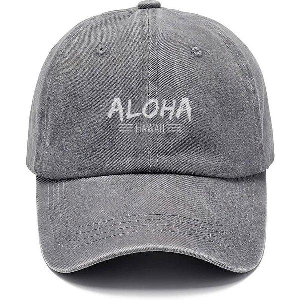 Aloha Vintage Sprana BawełNiana Czapka Baseballowa Regulowana Zniszczona Czapka Trucker Dla MężCzyzn Kobiet Letnia PlażOwa BawełNiana Czapka W Stylu Hawajskim Gray-image