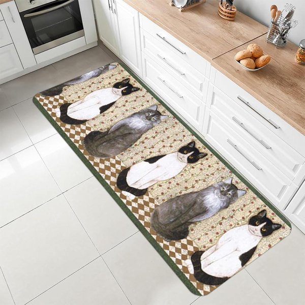 Uroczy Kot WzóR DłUgi Mata AntypośLizgowa MożNa Prać W Pralce Mata PodłOgowa Do Salonu, Mata Do Przedpokoju, Dywanik Do Biura 40X120Cm-image