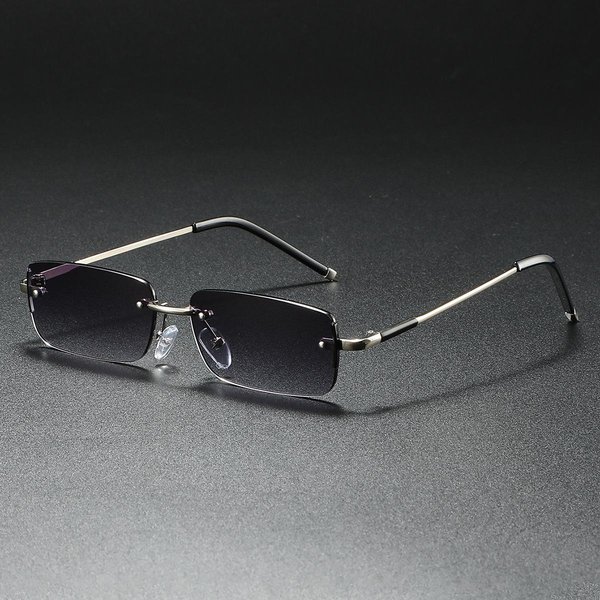 Modne Bezramkowe ProstokąTne Okulary PrzeciwsłOneczne Dla Kobiet I MężCzyzn, MałE Kwadratowe Soczewki, Ochrona Uv, Letnie Okulary PodróżNe Oculos Black-image