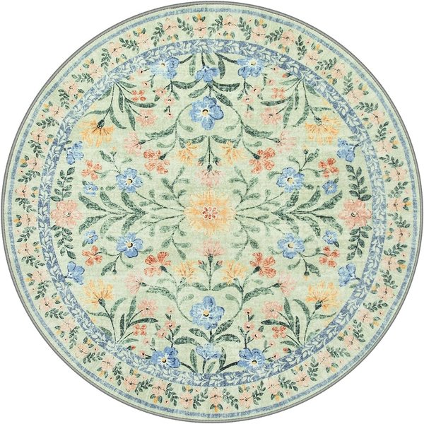 RóżOwy OkrąGłY Dywan W Kwiaty Styl Boho Dywan OkrąGłY Europejski Pastoralny Wygodne Dywany Dekoracyjne ŁAzienka AntypośLizgowa Mata Pod Drzwi 80X80Cm-image
