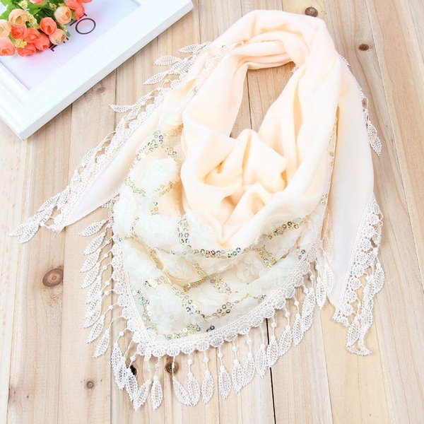 Chales De Mujer, Bufandas De OtoñO E Invierno, Bufandas Triangulares, Borlas Bordadas, Bufandas CáLidas, Bufandas De Seda Y PañUelos Para La Cabeza. 142Cm*42Cm Beige-image